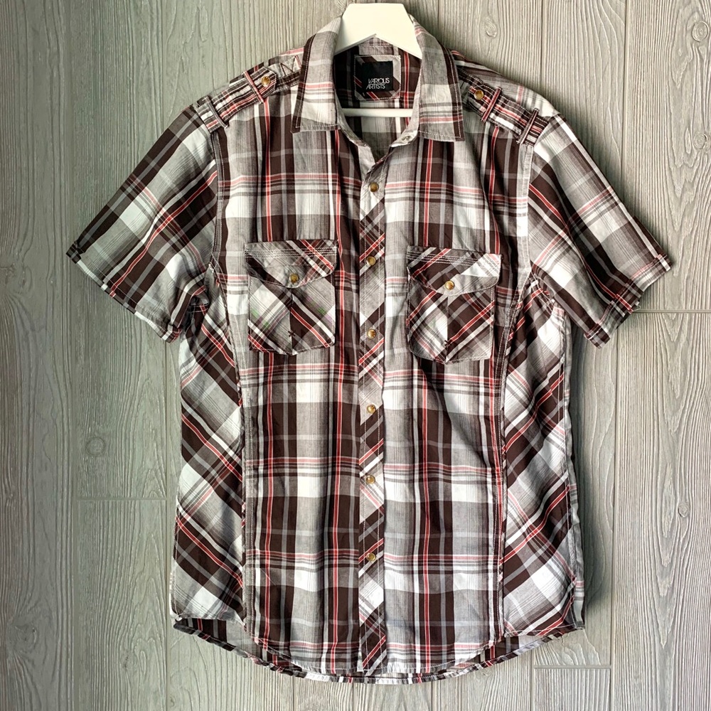 Mens Various Artist Snap Button Short Sleeve Shirt